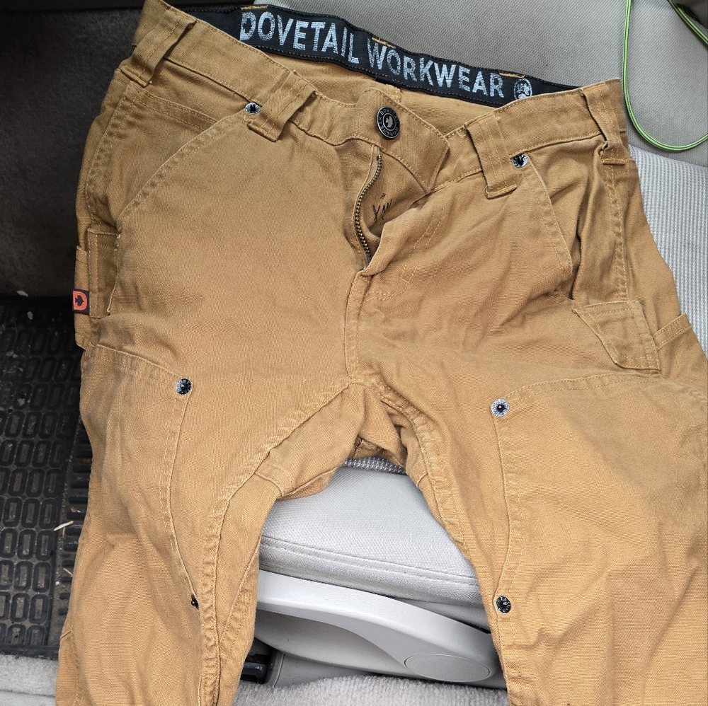 Dovetail Maven X Saddle Brown Womens Work Pants Double Front Slim Leg Carhartt